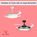 Ventilador de techo LED con aspas retráctiles, control remoto, Bivolt, estructura blanca, aspas transparentes
