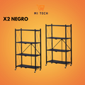 2 unidad Estantería Metálica Plegable con Ruedas –  Negro y Blanco