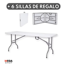 MESA PLEGABLE RECTANGULAR PARA INTERIOR/EXTERIOR + 6 SILLAS DE REGALO