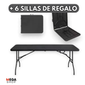 MESA PLEGABLE RECTANGULAR PARA INTERIOR/EXTERIOR + 6 SILLAS DE REGALO