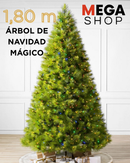 Árbol de Navidad MAGICA 1,80m con mando a distancia y micro LEDs de colores integrados + REGALO.