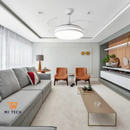 Ventilador de techo LED con aspas retráctiles, control remoto, Bivolt, estructura blanca, aspas transparentes